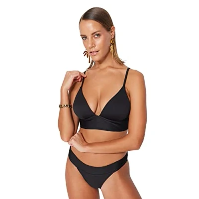 Afbeelding van Trendyol Vrouwen Zwarte driehoekige push up bikinitop met textuur TBESS21BU0010