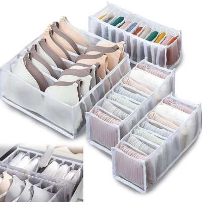 Afbeelding van ondergoed organizer, 4 stuks, bustehouder, opbergdoos, wit, ondergoed, kast, box for beha&#039;s, sokken, onderbroeken, stropdassen,