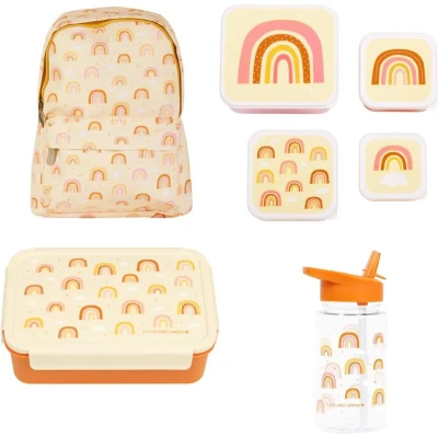 Afbeelding van A Little Lovely Company Back to school set Rugzak/Drinkfles/4 Snackdozen/Bentobox Regenbogen