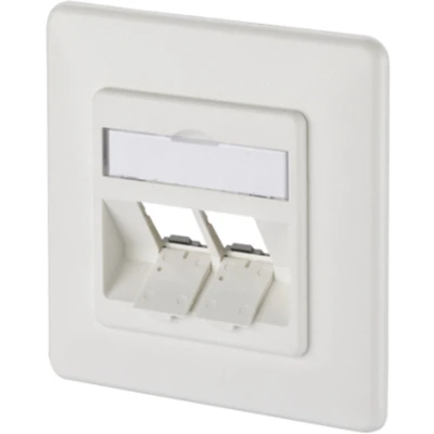 Afbeelding van Metz Connect 130B20D21002KE Netwerkdoos Inbouw (in muur) Inzet met centraalstuk en frame Zonder connectoren 2 poorten Zuiver wit (RAL 9010)