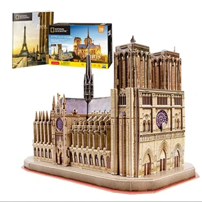 Afbeelding van 3D puzzel l Notre Dame model voor Kinderen vanaf 8 jaar en ouder om te bouwen realistische 128 stuks Meerkleurige