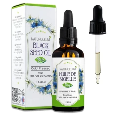 Afbeelding van ZWARTE ZAADOLIE 100% BIOLOGISCH, puur en natuurlijk, koudgeperst, haar huidverzorging (50 ml)