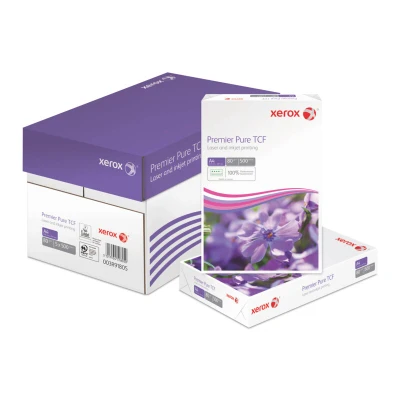 Afbeelding van Xerox 003R91805 Premier Pure TCF Kopieer /printerpapier, DIN A4, 80 g/m², karton met 5 verpakkingen à 500 vellen, wit
