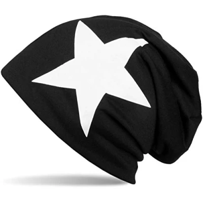 Afbeelding van styleBREAKER klassieke muts met sterrenprint, uniseks 04024038, Farbe:Zwart wit