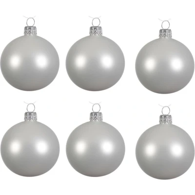 Afbeelding van Decoris Kerstballen 6 stuks winter wit glas mat cm