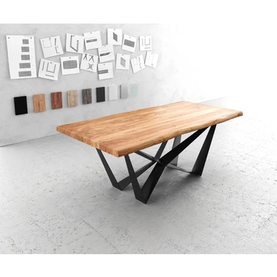 Afbeelding van eettafel Edge acacia natuur 200x100 XL Spider vlak staal zwart Live