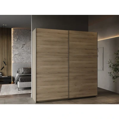 Afbeelding van GHOST kledingkast Kronberg eiken decor 2 schuifdeuren L.194,5 x D.59,9 H.203 cm DEMEYERE