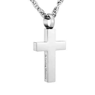 Afbeelding van Dutch Duvall Assieraad kruis Ashanger zilverkleurig in loving memory mini urn gedenkhanger
