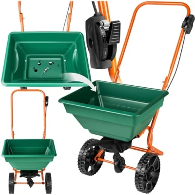 Afbeelding van tectake® Strooiwagen Verstelbaar Inhoud 25L Zoutstrooier Geschikt voor zout, zaaigoed, grit, zand en mest