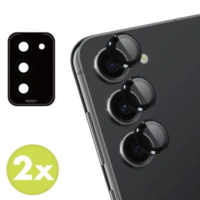 Afbeelding van 2 Pack Screenprotectors Samsung Galaxy S23 Plus: iMoshion Camera lens protector Glas Zwarte randen