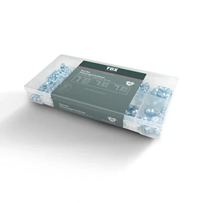 Afbeelding van TOX Smeernippels Assortiment Gemaakt van Gegalvaniseerd Staal in 10 Standaardmaten M6, M8 en M10 + Recht, 45 90 Uitvoering Transparante Transportdoos, 110 stuks.