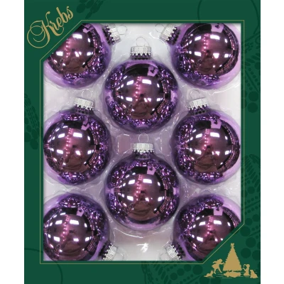Afbeelding van Krebs Kerstballen 8 stuks paars glans glas 7 cm