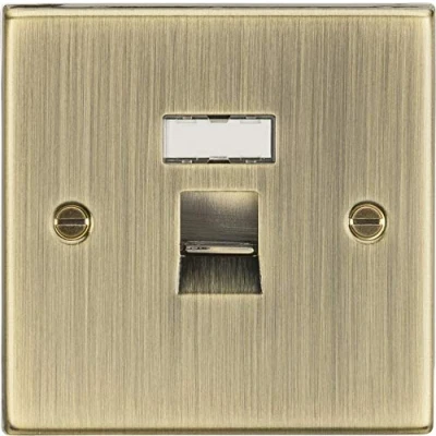 Afbeelding van Knightsbridge CS45AB RJ45 Netwerk Outlet Vierkant Rand Antiek Messing