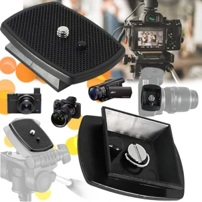 Afbeelding van lankai 2 Stuks Camera Quick Release Plate, Statief Kunststoffen Snelkoppelingsplaat Zwart, Plastic Adapter Plaat, Snelwisselplaat Met 1/4 Cameraschroef(3,5x3,5 cm, 4,3x4,3 cm)
