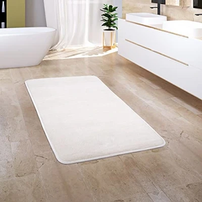 Afbeelding van Badkamerkleed Badmat Badvloerkleed Douchemat Pluizig Traagschuim 3D Effect Wasbaar, Maat:60x100 cm, Kleur:Crème 3
