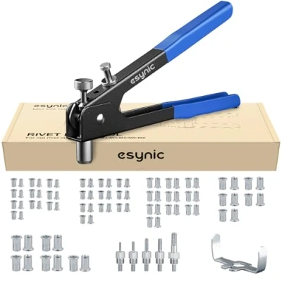 Afbeelding van eSynic Klinknoot Tool Kit 10 Inch Klinknagel Moer Gun Set Pop Hand Klinknut Heavy Duty Met 80 Stks Moeren Metrische