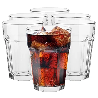 Afbeelding van Drinkglazen Waterglazen 370 ml Set van 6 Sapglazen Cocktailglazen Drankglazen Drinkglas Waterglas Longdrinkglas Glazen voor Water Drank Sap Vintage Design Verzameling Alva