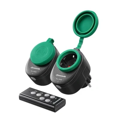 Afbeelding van DEWENWILS Draadloze stopcontacten met afstandsbediening voor buiten, 16 A, 3680 W, IP44, buitenstopcontact afstandsbediening, 2 feestdagen, 30 m bereik,