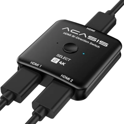 Afbeelding van ACASIS HDMI Switch Splitter 4K @60Hz, Bidirectionele 2.0 2 in 1 Out, Ondersteuning 3D HDR voor Xbox PS5/4/3 Blu Ray Player Fire Stick Roku HDTV