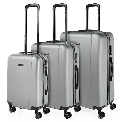 Afbeelding van ITACA Bagagesets, reiskoffers, reiskofferset, kofferset, harde koffer, trolleyset, bagage Grote keuze aan koffers &amp; trolleys voor elke reis! 71100, zilver, S + M L, kofferset