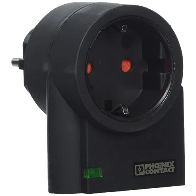 Afbeelding van PHOENIX CONTACT MNT 1 D tussenstekker met overspanningsbeveiliging voor stopcontacten, optische power en defectweergave, diepzwart, (L x B H) 76 56 40 mm