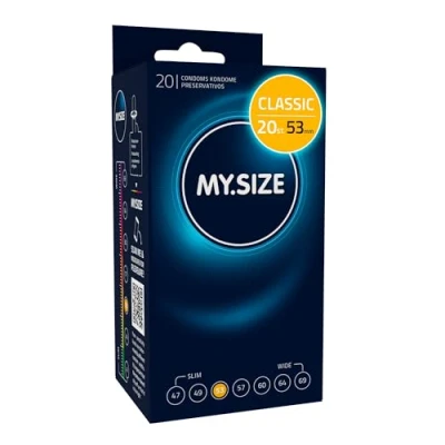 Afbeelding van MY.SIZE Classic condooms 53 mm breed I 20 stuks verpakking premium extra dun true to touch gossamer dunne 0,07 wanddikte vegan voor mannen