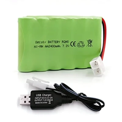 Afbeelding van Gecoty® 7,2 V Ni MH accupack, 2400 mAh oplaadbare AA RC autoaccu, accu met oplaadkabel KET 2P stekker voor op afstand bestuurde trucks, verlichting, elektrisch gereedschap