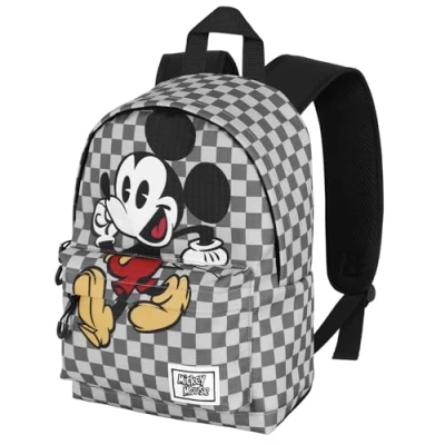 Afbeelding van Rugzak, Schooltas Mickey Mouse Move Fight 2.2 Zwart, Grijs, Schaakpatroon (35x25x15 cm)