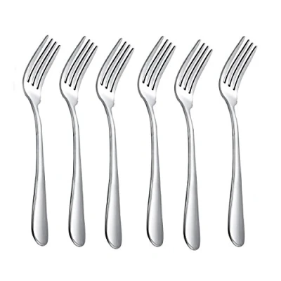 Afbeelding van HornTide 6 delige Diner Vorken Set 4 Tanden Tafelvork Bestek RVS Spiegel Polijsten 18cm