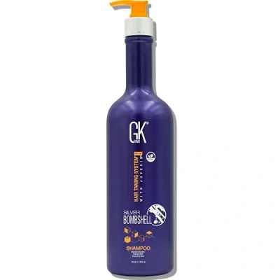 Afbeelding van GK HAIR Global Keratin Silver Bombshell/Purple Shampoo (24 FL Oz / 710 ml) voor blond, platina, as, zilver en grijs haar hydrateert droog beschadigd verwijdert geel teal tinten