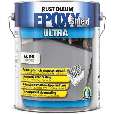 Afbeelding van rust oleum epoxyshield ultra 1k vloercoating ral 7035 lichtgrijs 5 ltr