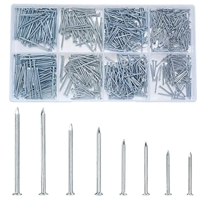 Afbeelding van 720 Delig Nagelset aan de Muur, Platte Kopspijkers, Foto Ophangen Spijkers, Wandnagels, Hardware Spijker Assortimentset voor Fotolijsten, Houtbewerking, Spiegellijsten Spijkers
