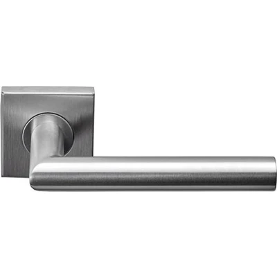 Afbeelding van Formani Deurkruk BASICS LB2 19BSQ geveerd op vierkant rozet mat RVS