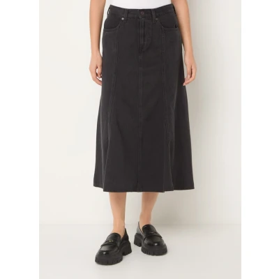 Afbeelding van Levi&#039;s dames Cherish midi spijkerrok met steekzakken in de kleur Antraciet, maat: W24