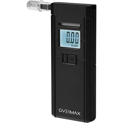 Afbeelding van Overmax AD 05 Professionele digitale blaastest, Elektrochemische sensor, Kalibratie, Hoge meetnauwkeurigheid tot 0,07‰, Responstijd 5s, Rode waarschuwingsindicator en geluid Display LCD 3 mondstukken