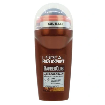 Afbeelding van L&#039;Oréal Men Expert 48H Deoroller voor mannen, deodorant roll on tegen sterke zweetgeur, zweten en okselzweet, heren, met houtachtige geur etherische cederhoutolie, Barber Club, 6 x