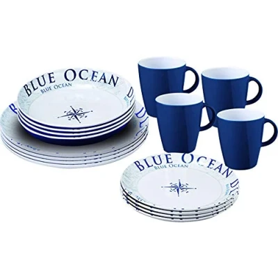 Afbeelding van Brunner Lunch Box Serviesset, blauw/wit