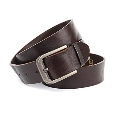 Afbeelding van Anthoni Crown Unisex leren riem riem, donkerbruin, 115