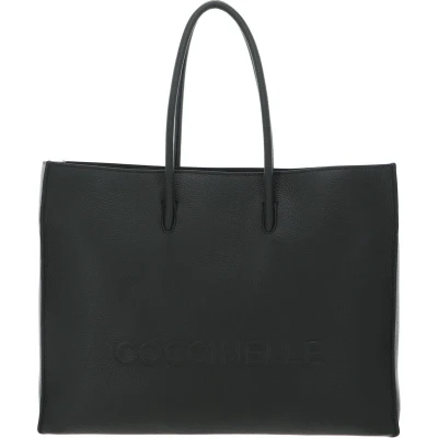 Afbeelding van COCCINELLE Leren Schoudertas Maxi Log Handbag Grained Leather Alga Donkergroen