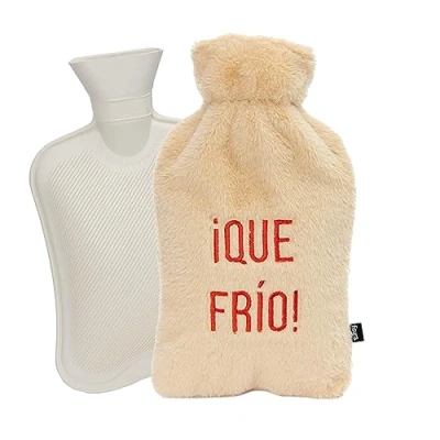 Afbeelding van Fisura Warmwaterkruik. Warmwaterkruik van 2 liter. met zachte deksel. Zakje voor pijnbestrijding. Wasbaar. Afmeting: 18,5 x 33 cm. (que calor, beige)