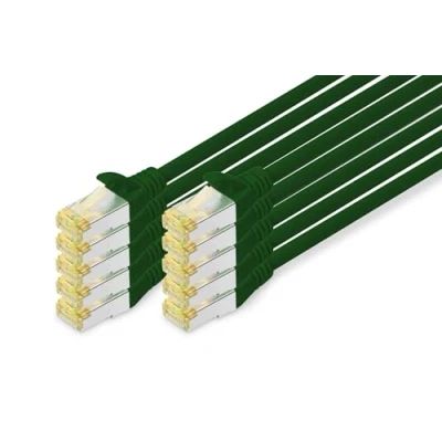 Afbeelding van DIGITUS LAN kabel Cat 6A 0.5m 10 stuks RJ45 netwerkkabel S/FTP afgeschermd Compatibel met 6 &amp; 7 Groen