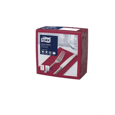 Afbeelding van Tork Dinnerservet 39x39cm 2 laags 1/8 vouw Bordeaux 477570