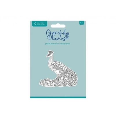 Afbeelding van CC Graceful Plumes Clearstamp/Snijmal Proud Peacock