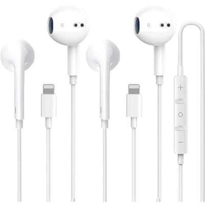 Afbeelding van Dairle 2 stuks hoofdtelefoon met kabel, MFi gecertificeerd, in ear Lightning oordopjes compatibel iPhone 7/8/X/11/12/13/14 iPad
