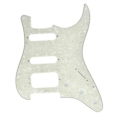 Afbeelding van KAISH 11 Hole Modern Strat HSS Pickguard 3 Schroef Ronde Hoek Humbucking Pickup Montage Past Amerikaanse Fender Aged Pearl
