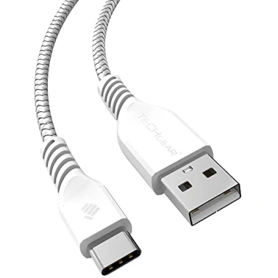 Afbeelding van TECHGEAR USB C Cable 1 meter lang [3,3 voet] STERK Gevlochten Kabel Charger en Synchronisatie, voor Type Devices Apparaten Compatibel met iPad Pro 12.9 2020, 2018 11 [Wit]