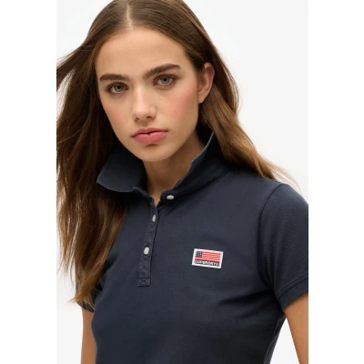 Afbeelding van Superdry Vrouwen Athletic Essentials Poloshirt met Print Blauw Grootte: 36