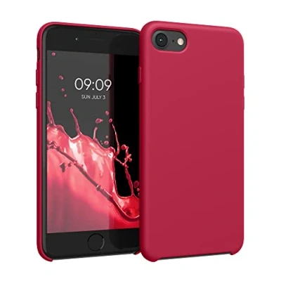 Afbeelding van kwmobile telefoonhoesje geschikt voor Apple iPhone SE (2022) / (2020) 8 7 Hoesje met siliconen coating Smartphone case in kersrood