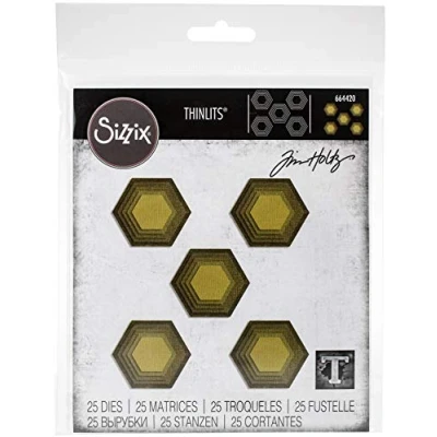 Afbeelding van Sizzix Thinlits Die Set 25 Pack 664420 Gestapelde Tegels, Hexagons van Tim Holtz, Papier, Mulitcolor, One Size