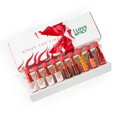 Afbeelding van I LOVE SPICY Start The Fire (9 x 20 ml) Chilisauzen Geschenk Verpakking Hete Saus Geschenkdoos met Diverse Pittige Chili Hot Sauzen, Heetheid 1 6/5